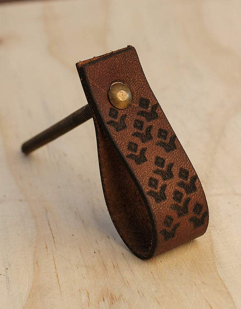 Leather Cabinet Door Handles and Drawer Knobs - Brown